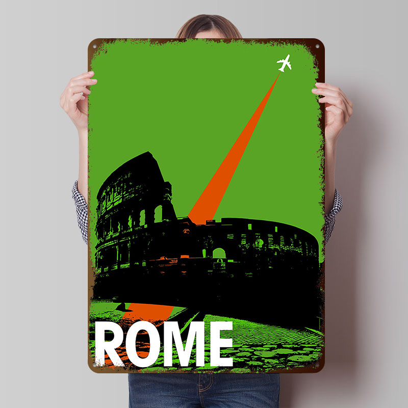 Retro Gaming At - Poster Logam Perjalanan Roma Seni Dinding