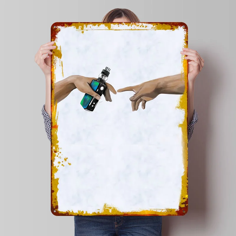 Retro Gaming At - Poster Cetak Tangan Tema Merokok Vape,