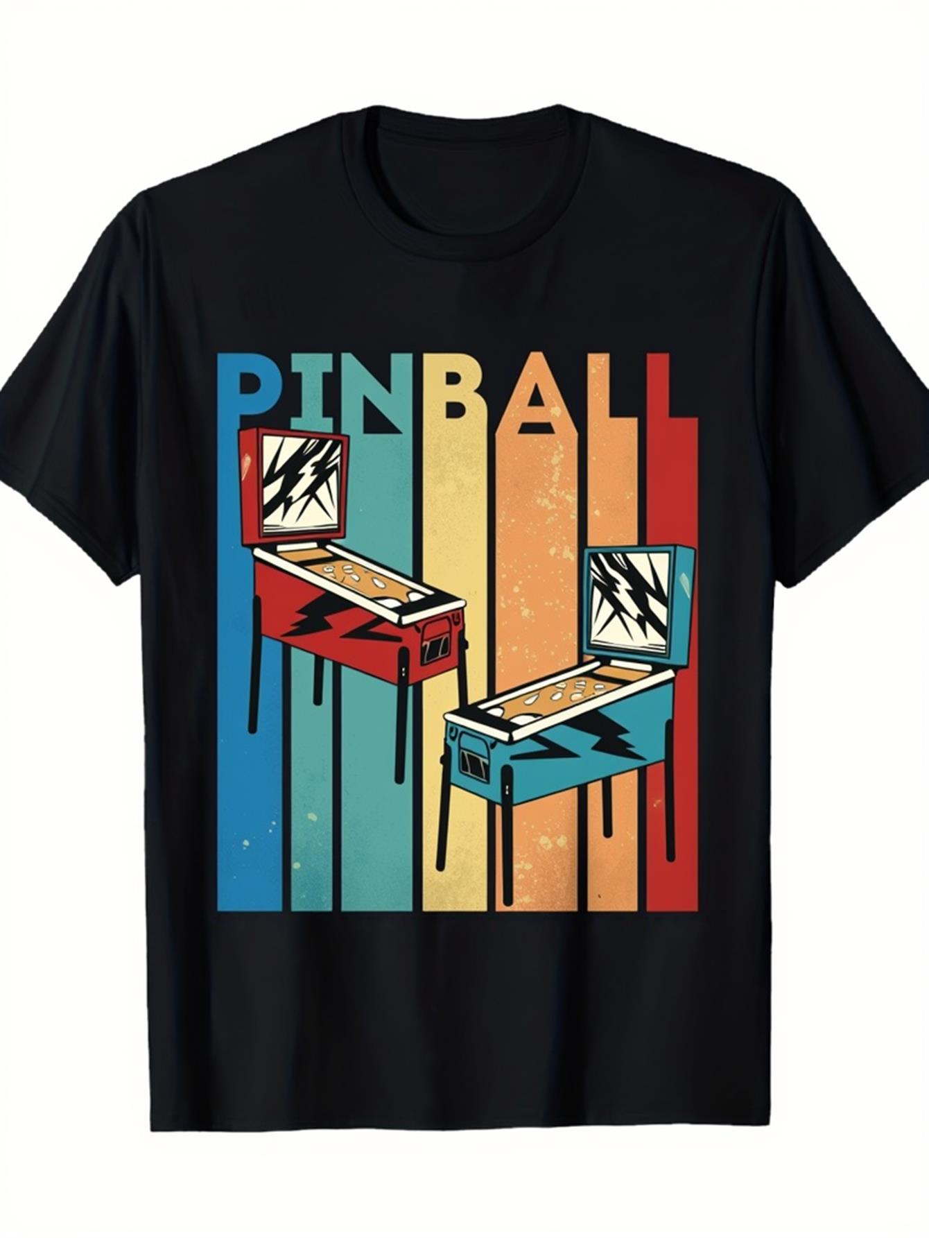 Retro Gaming Theme - Kaos Pria Retro Hitam Bergambar Mesin