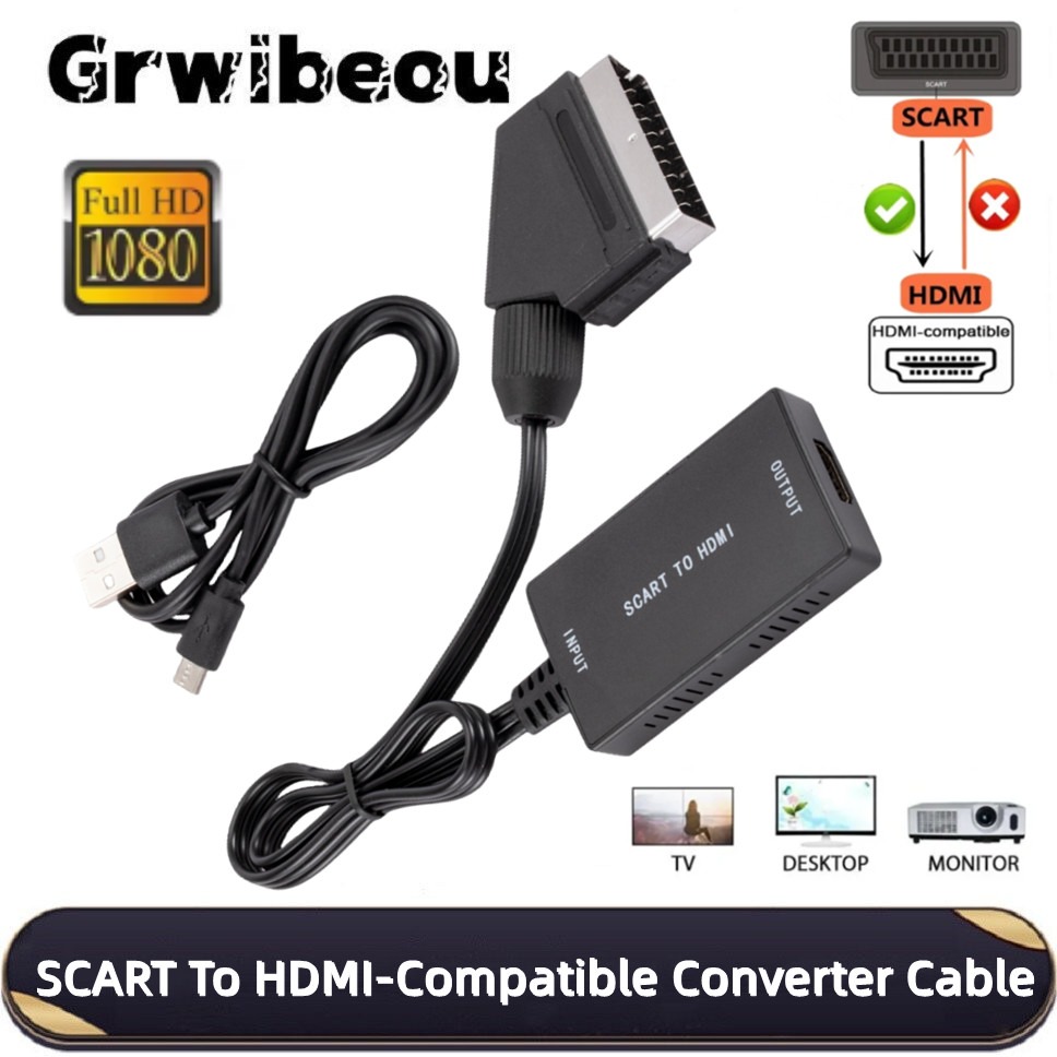 Scart To Hdmi - Konverter Kompatibel dengan HDMI HD1080P SCART