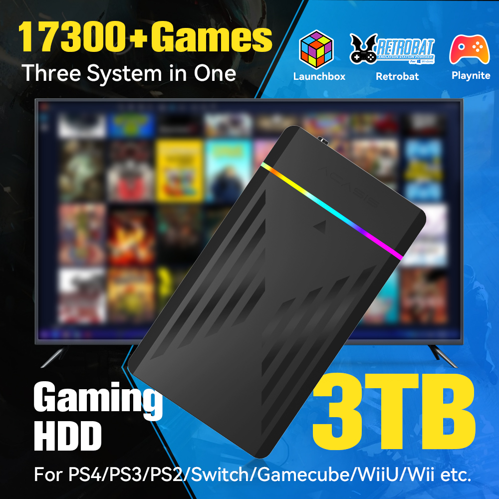 Retro Gaming Monitor - HDD Gaming portabel 3TB, konsol Game