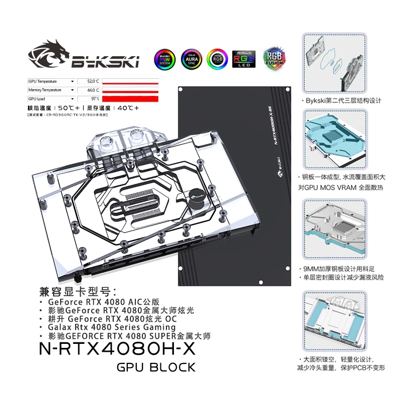 Water Block GPU Bykski untuk K - Nvidia Vga Rtx 4080 ulasan dan harga