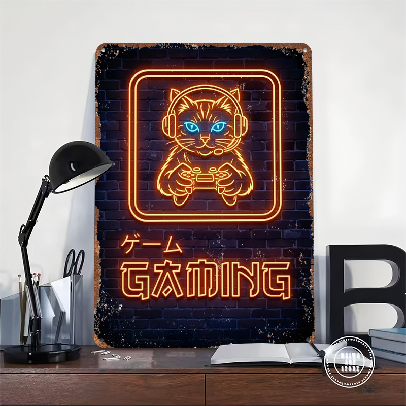Poster Cetak Kucing Neon Gamin - Retro Gaming At ulasan dan harga