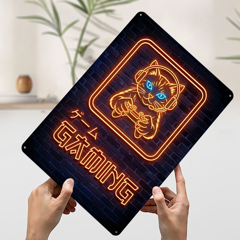 Poster Cetak Kucing Neon Gamin - Retro Gaming At ulasan dan harga