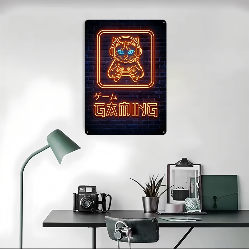 Poster Cetak Kucing Neon Gamin - Retro Gaming At ulasan dan harga