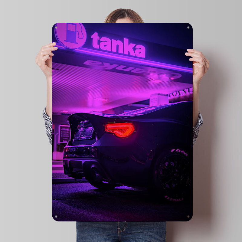 Plakat Logam Hitam di SPBU, Po - Retro Gaming At ulasan dan harga