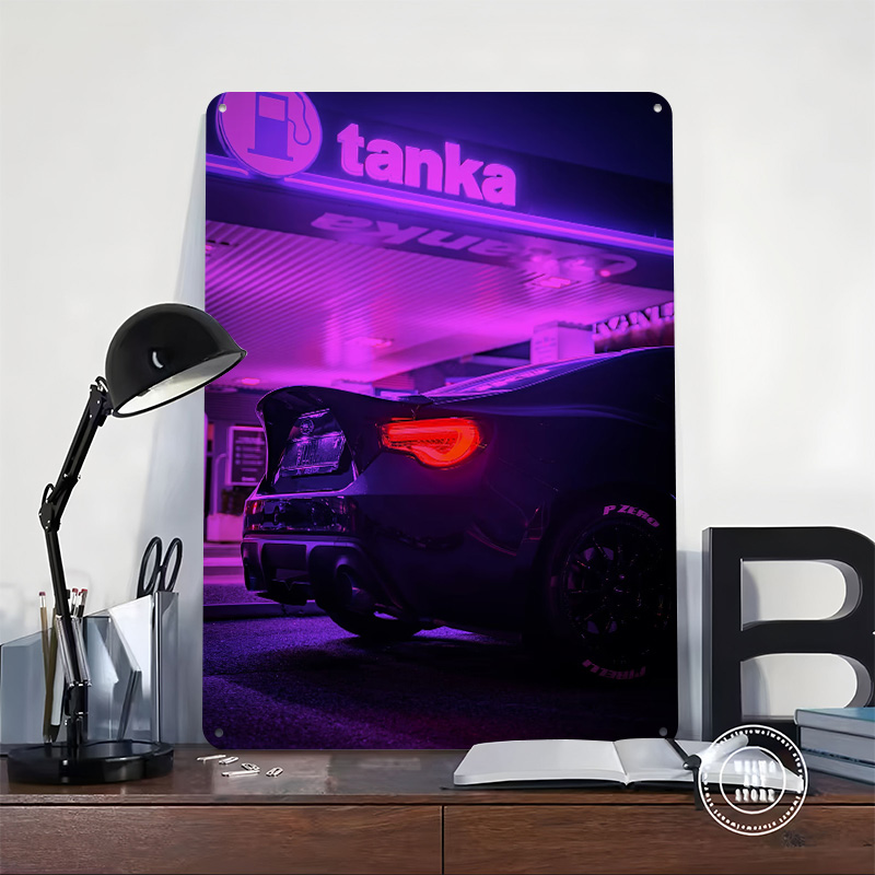 Plakat Logam Hitam di SPBU, Po - Retro Gaming At ulasan dan harga