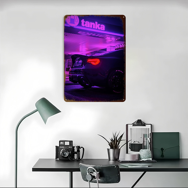 Plakat Logam Hitam di SPBU, Po - Retro Gaming At ulasan dan harga